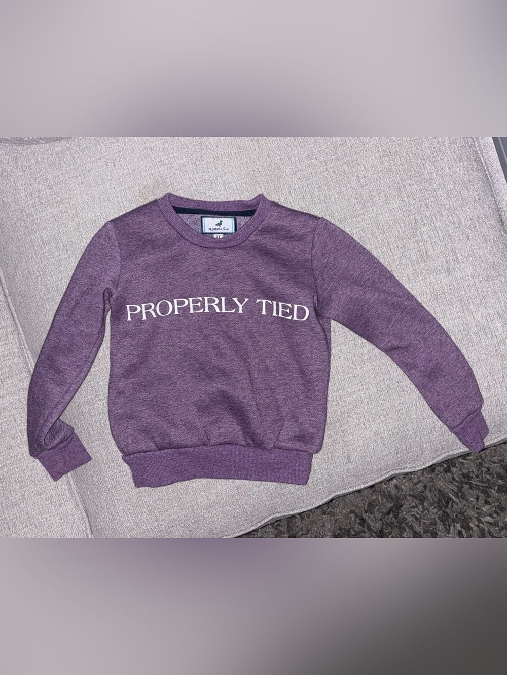 Kids' Purple "Properly Tied" Crew Sweatshirt